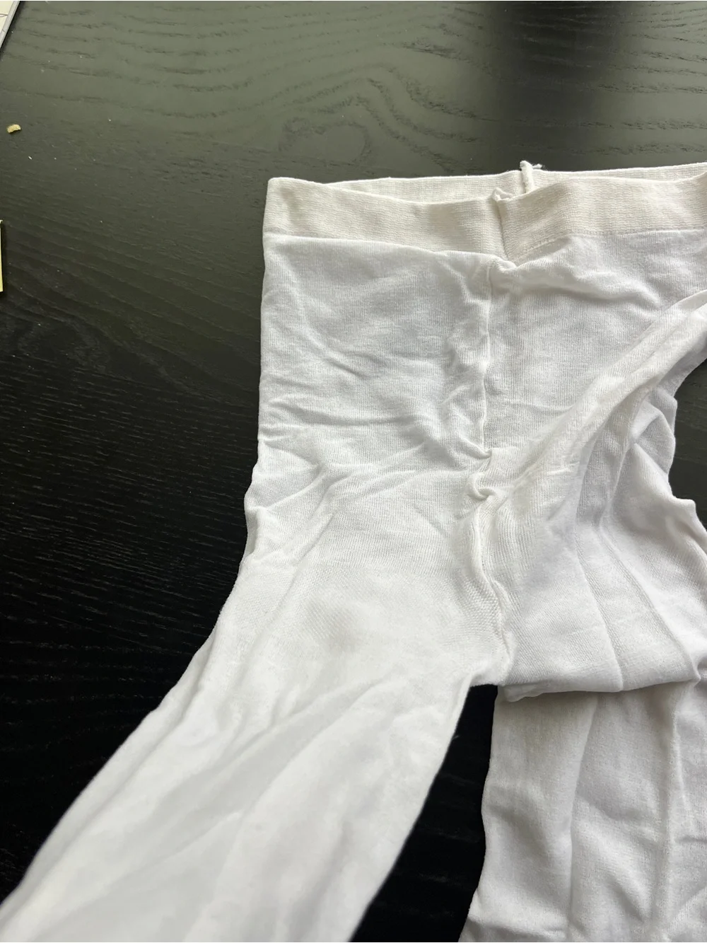 White Opaque Full Footed Tights Stockings Elastic Waist